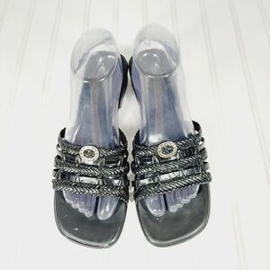 Brighton Black Leather Woven Rita Sandals E522